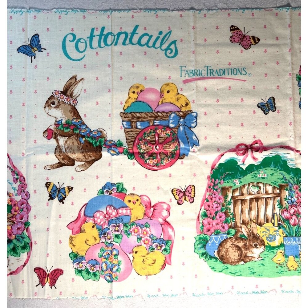 Fabric -RARE Panel "CottonTails" Easter Spring Fabric Traditions 17.5" L x 44” W